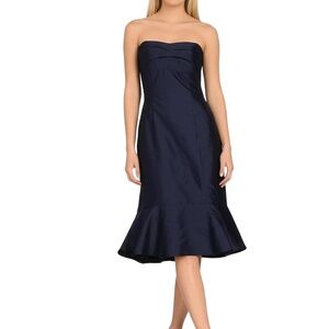 Saeyoung Vu Couture Dress Size 8 Navy Blue Silk Strapless‎ Formal Elegant Y2K